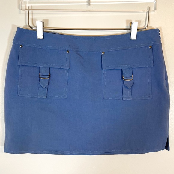 Express Skirts Express Y2k Dusty Blue Cargo Safari Military Mini